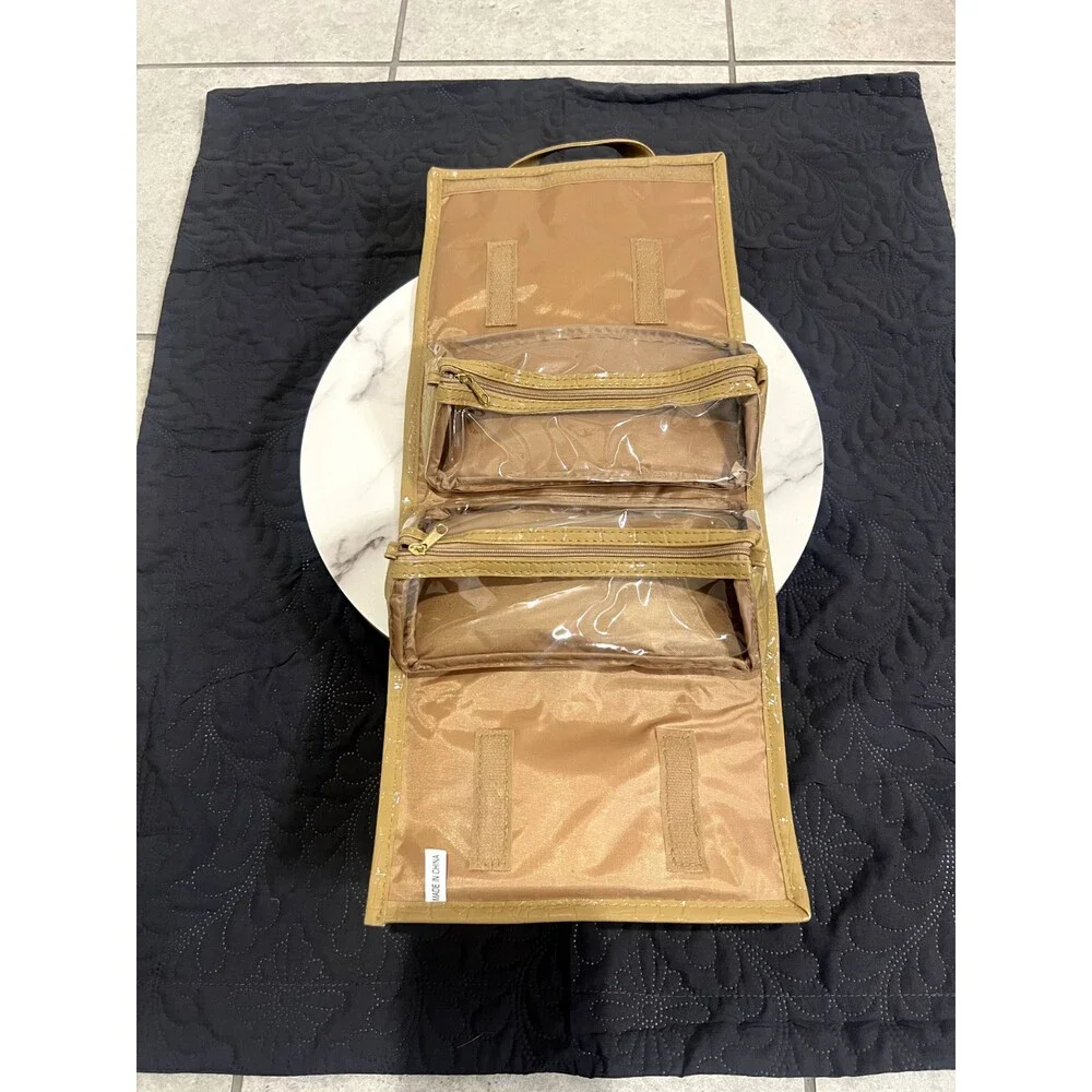 Joy Mangano Medium Better Beauty Case Roll-up Organizer Light Brown:NWOT